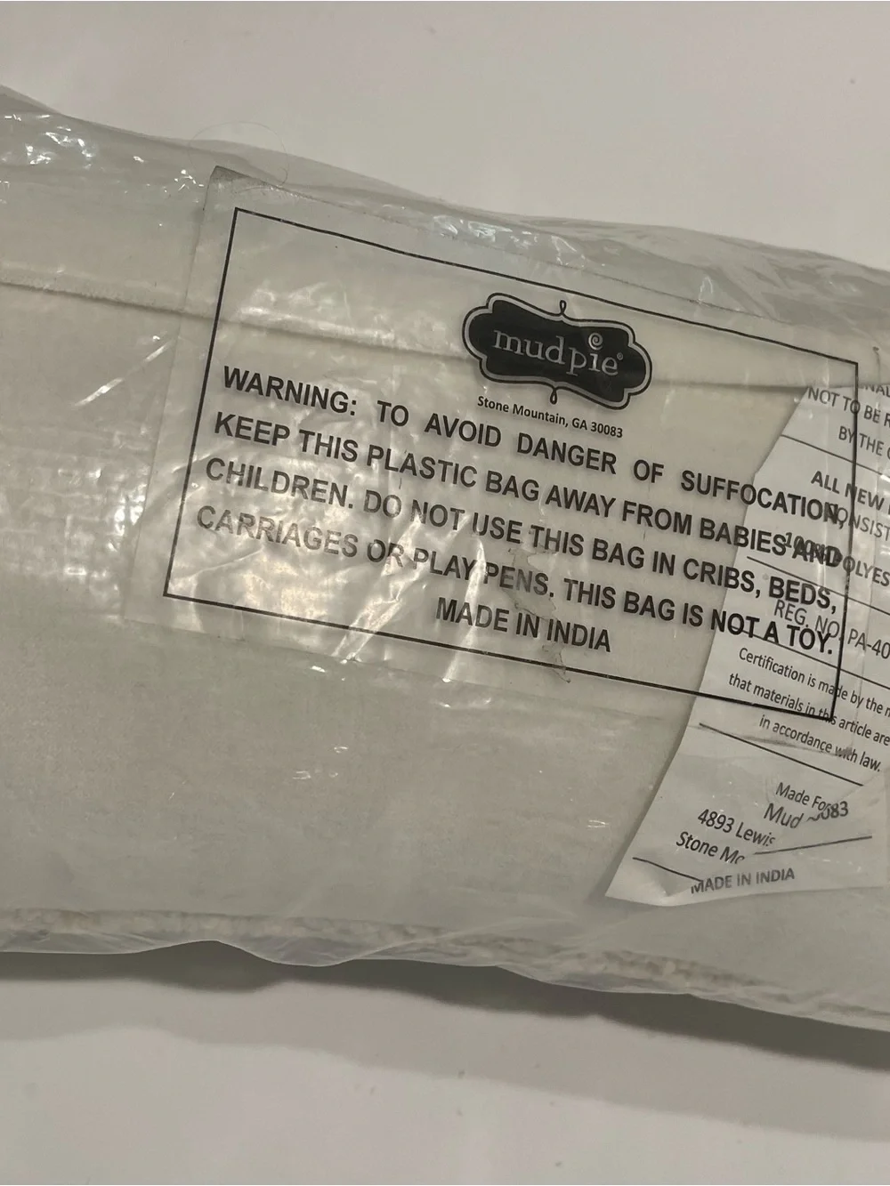 Mudpie boutique new Mr & Mrs wedding Embroidered Cream Decorative Pillow Gray